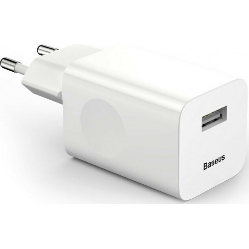 Baseus Φορτιστής Χωρίς Καλώδιο με Θύρα USB-A 24W Quick Charge 3.0 Λευκός (CCALL-BX02)